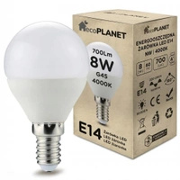 ŻARÓWKA LED E14 G45 8W 3000K BARWA CIEPŁA ECO PLANET